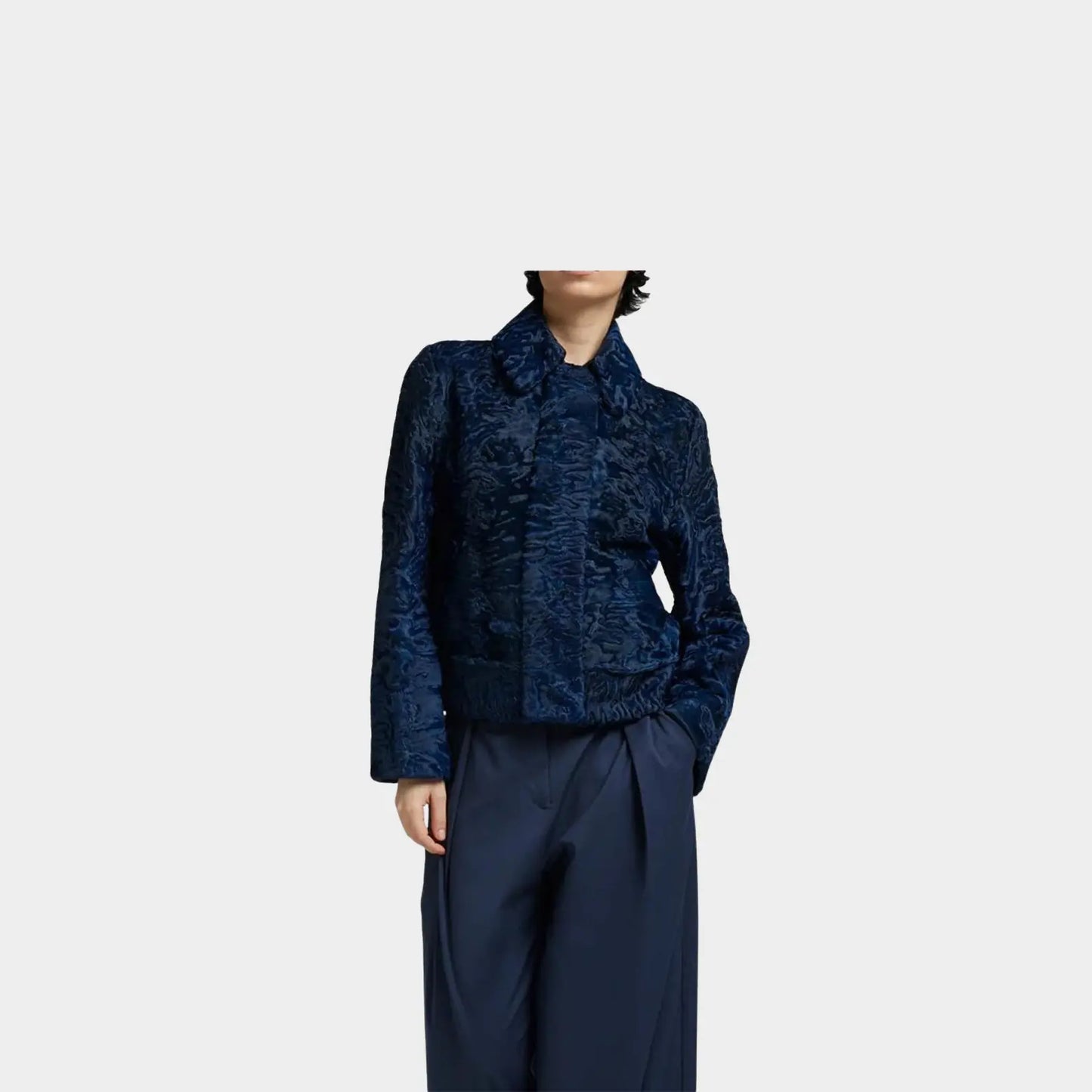 Persian Lamb Fur Short Jacket Women – Blue - TheBuyerInn