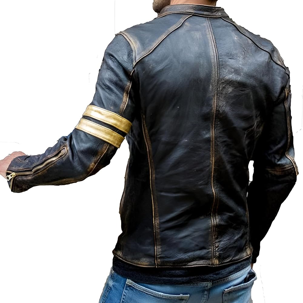 Men's Genuine Lambskin Cafe Racer Vintage Motorcycle Jacket