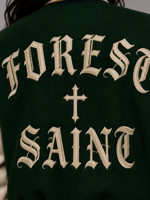 Buy Forest Saint Embroidered Cropped Varsity Jacket Women