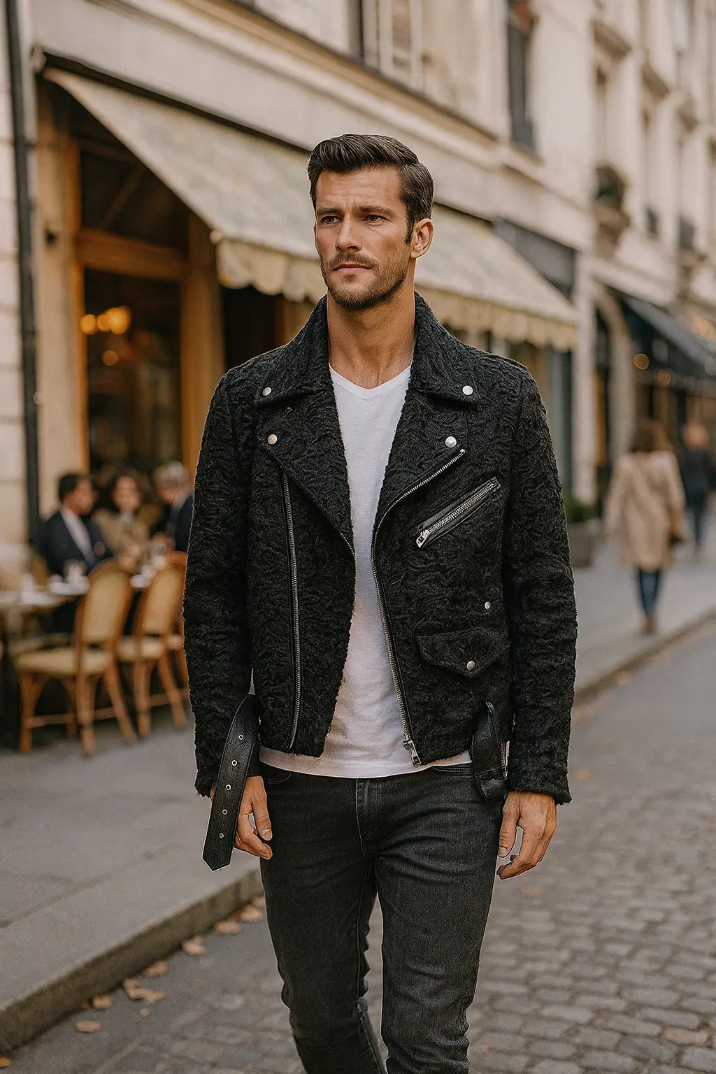 Mens Black Persian Lamb Jacket | Bold Biker Style – TheBuyerInn