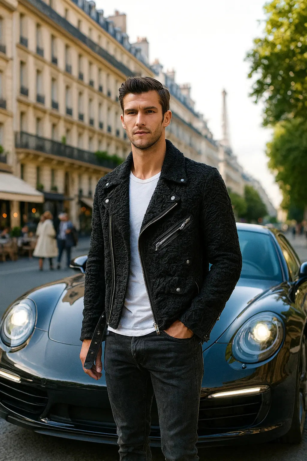 Mens Black Persian Lamb Jacket | Bold Biker Style – TheBuyerInn