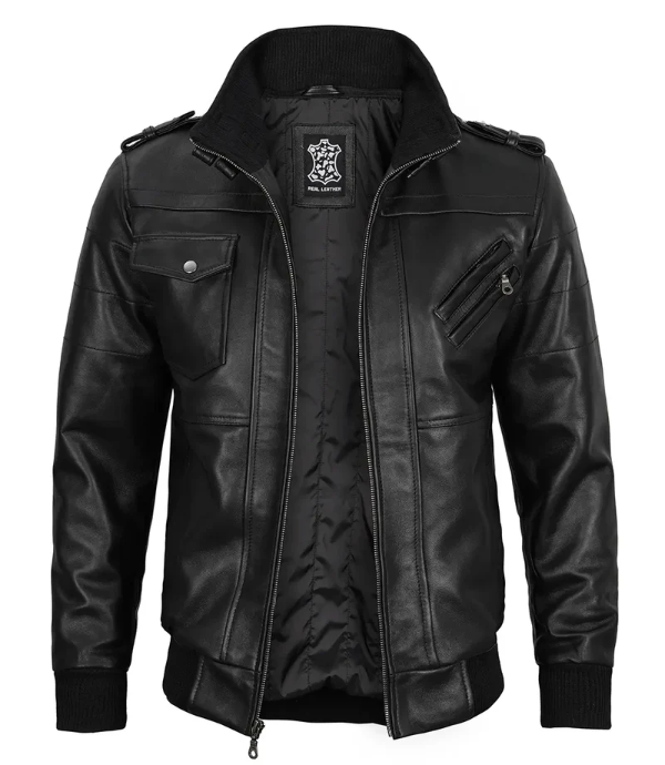 Edinburgh Men's Black Cafe Racer Jacket