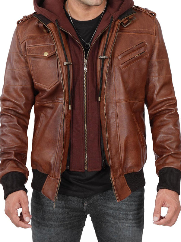 Edinburgh Men's Brown Cafe Racer Jacket