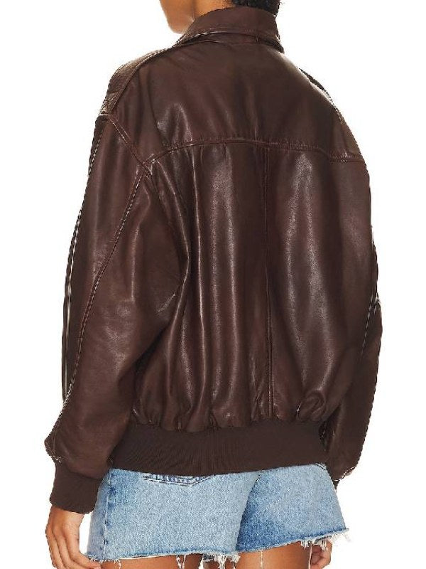 In the City Lindsay Hubbard Brown Leather Jacket