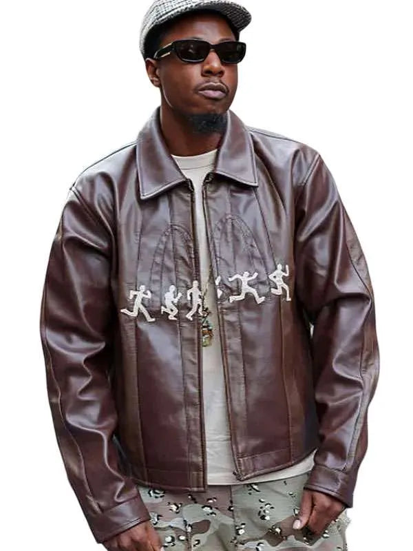 Joey Bada 2026 Brown Leather Jacket