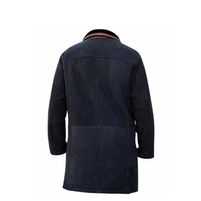 Longmire Sheriff Black Trench Suede Leather Coat Suede Jacket