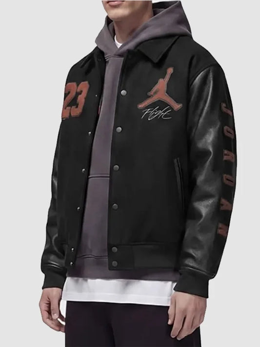 Men Women Nike x Jordan London Varsity Jacket in Black