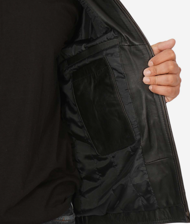 Men's Shirt Collar Classic Black Leather Jacket