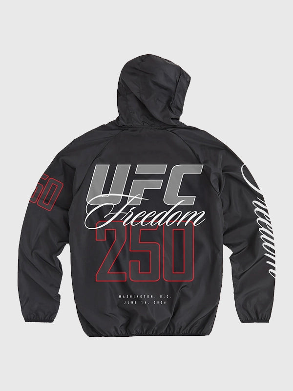 Mens Black UFC Freedom 250 Hooded Windbreaker Jacket