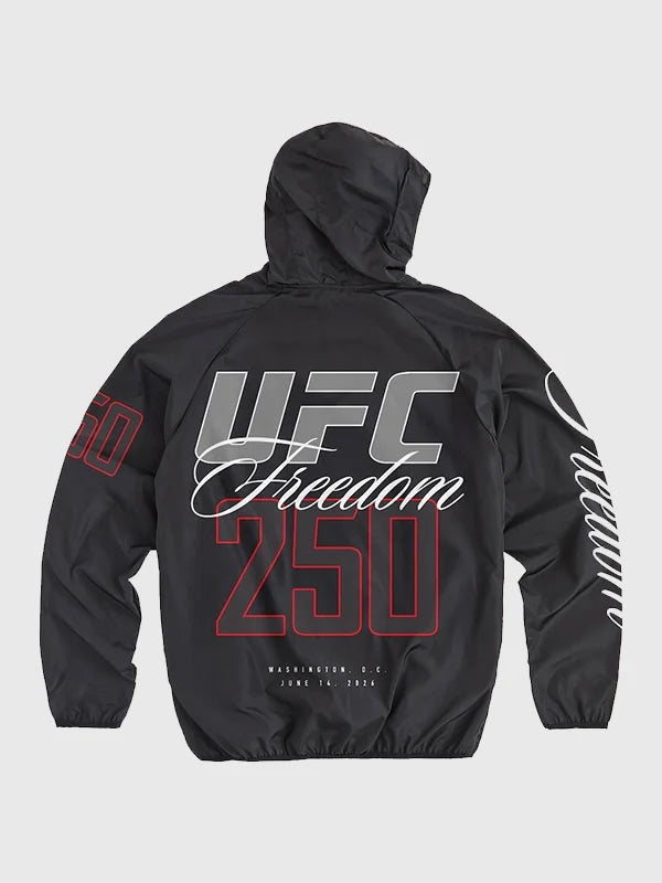 Mens Black UFC Freedom 250 Hooded Windbreaker Jacket
