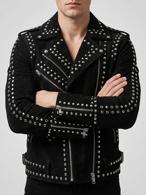 SNL Ryan Gosling Studded Leather-Jacket Front View