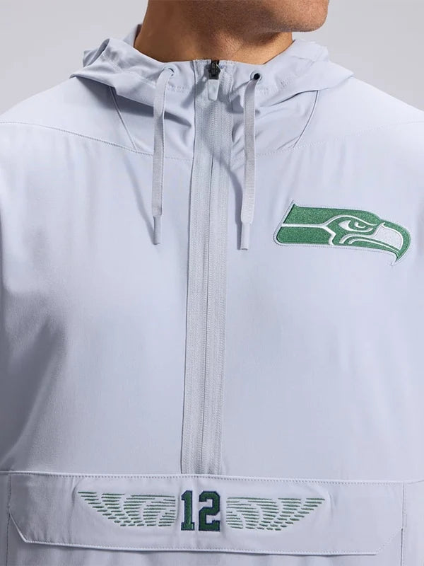 Seattle Seahawks Nike Rivalries 2026 Gray Half Zip Sideline Anorak Jacket
