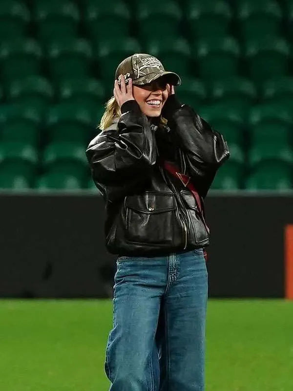 Sporting CP v GD 2026 Sydney Sweeney Black Leather Jacket