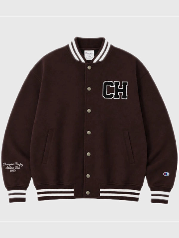 TAEHYUNG X Champion BTS Brown 2026 Varsity Jacket