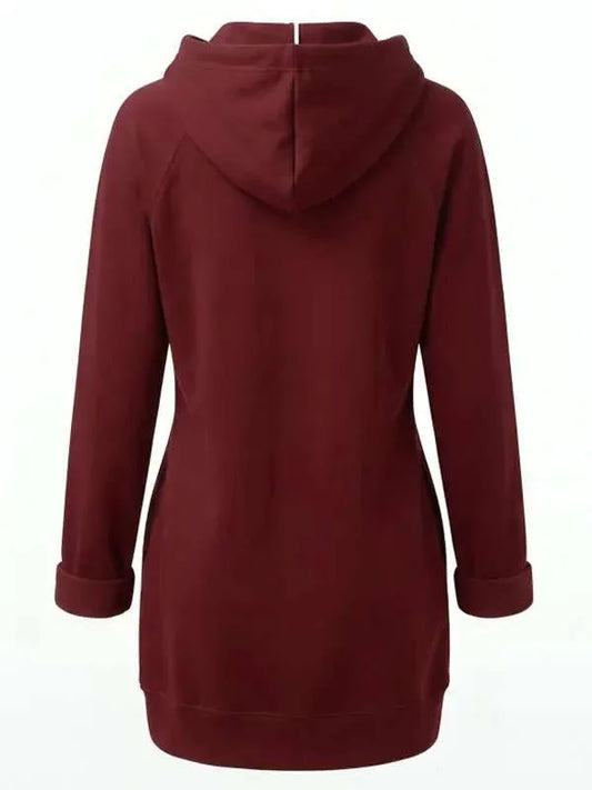 The Warmy Oversized Maroon Long Hoodie