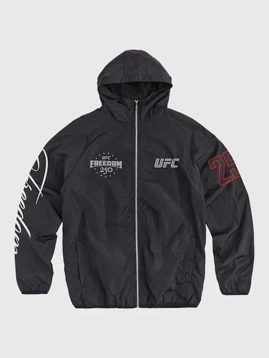 UFC Freedom 250 Hooded Black Windbreaker Jacket