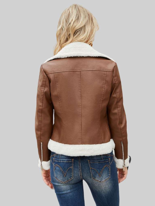 Womens Tan Leather Jacket Back Charlton
