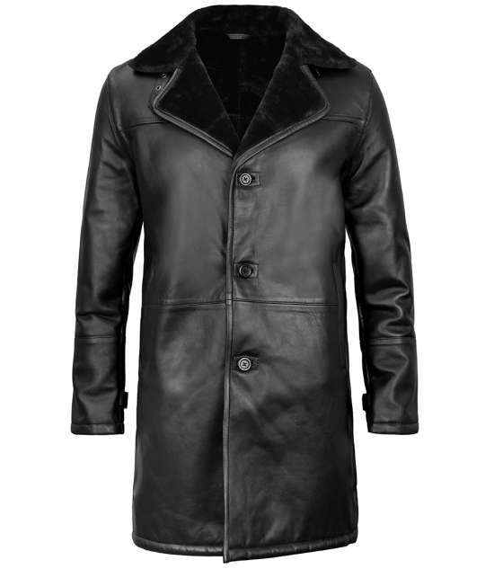 Andrew Stylish Black Men's Shearling Leather Coat