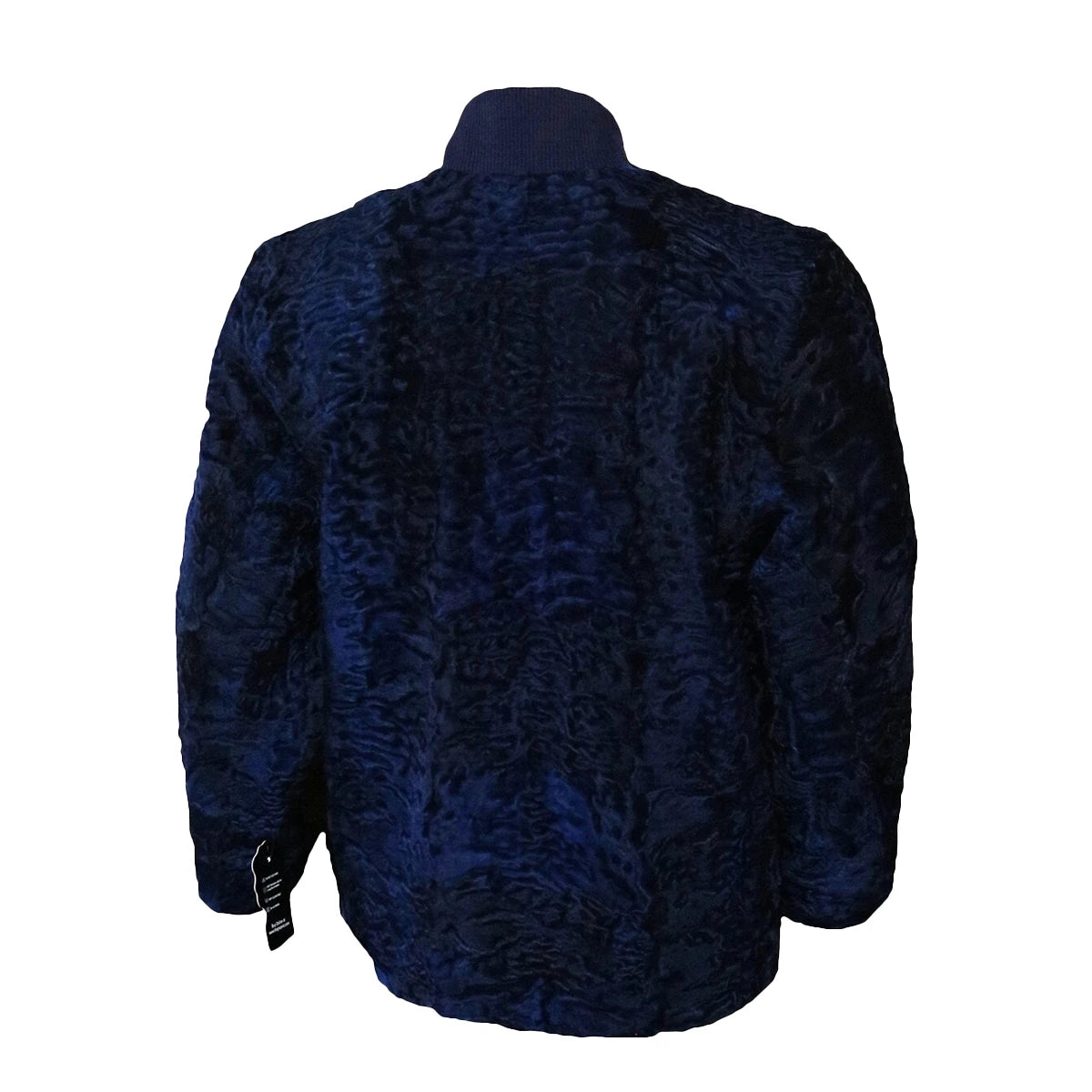 Navy blue textured jacket on a white background