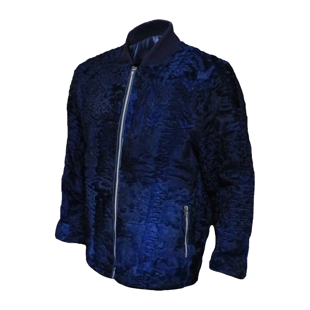 Blue textured jacket on a white background