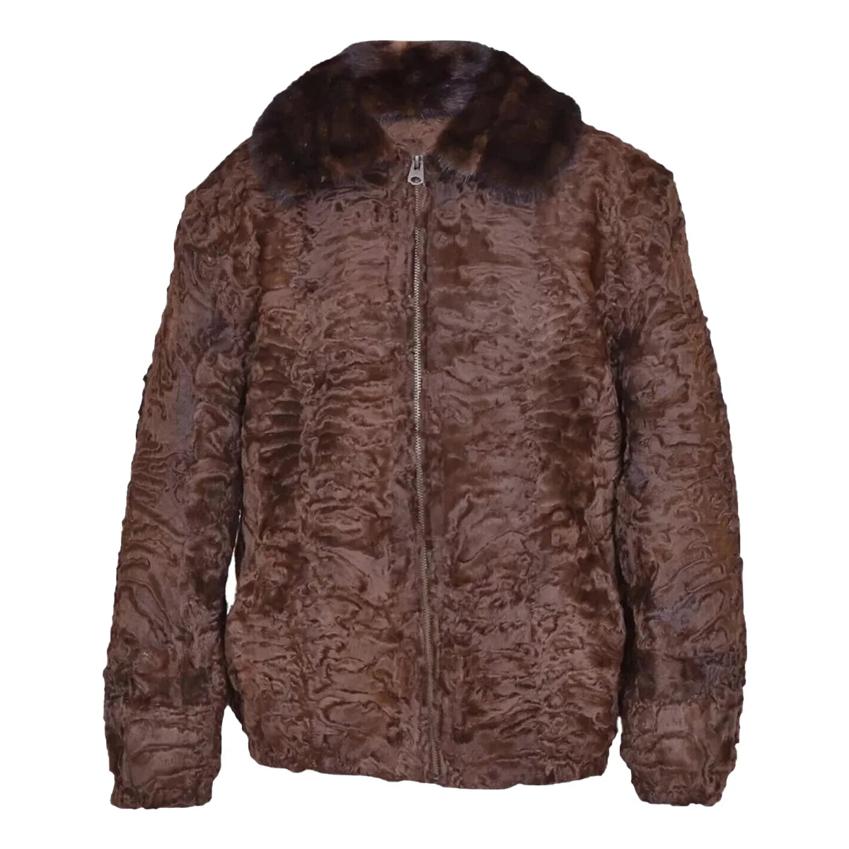 Brown fur jacket on a white background