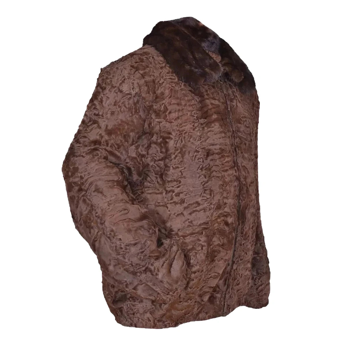 Brown fur coat on a white background