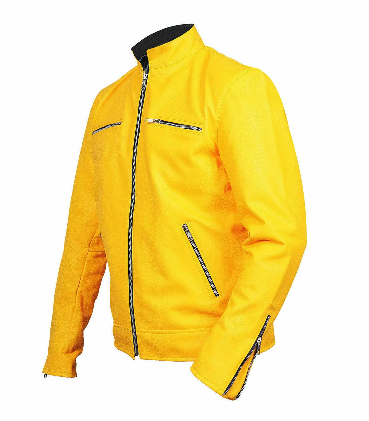 Yellow jacket with zippers on a white background