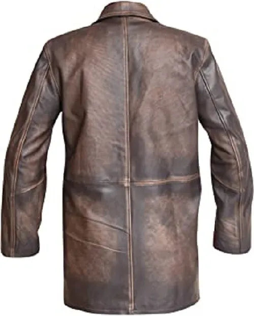 Brown leather jacket on a white background