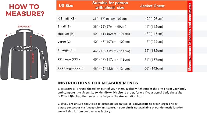 mens jacket size chart