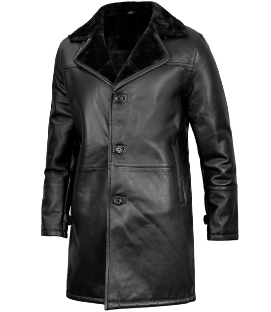 Andrew Stylish Black Men's Shearling Leather Coat