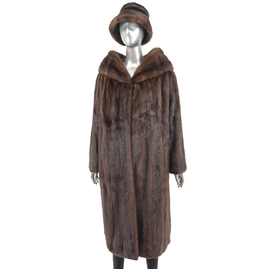 Brown Mink Coat with Matching Hat - Gift For Her
