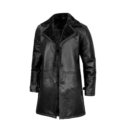 Andrew Stylish Black Men's Shearling Leather Coat