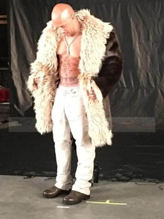 VIN DIESEL Real Sheared Beaver Fur Coat Alpaca sheep natural Fur Shawl Collar xxx movie complete sheep fur lining