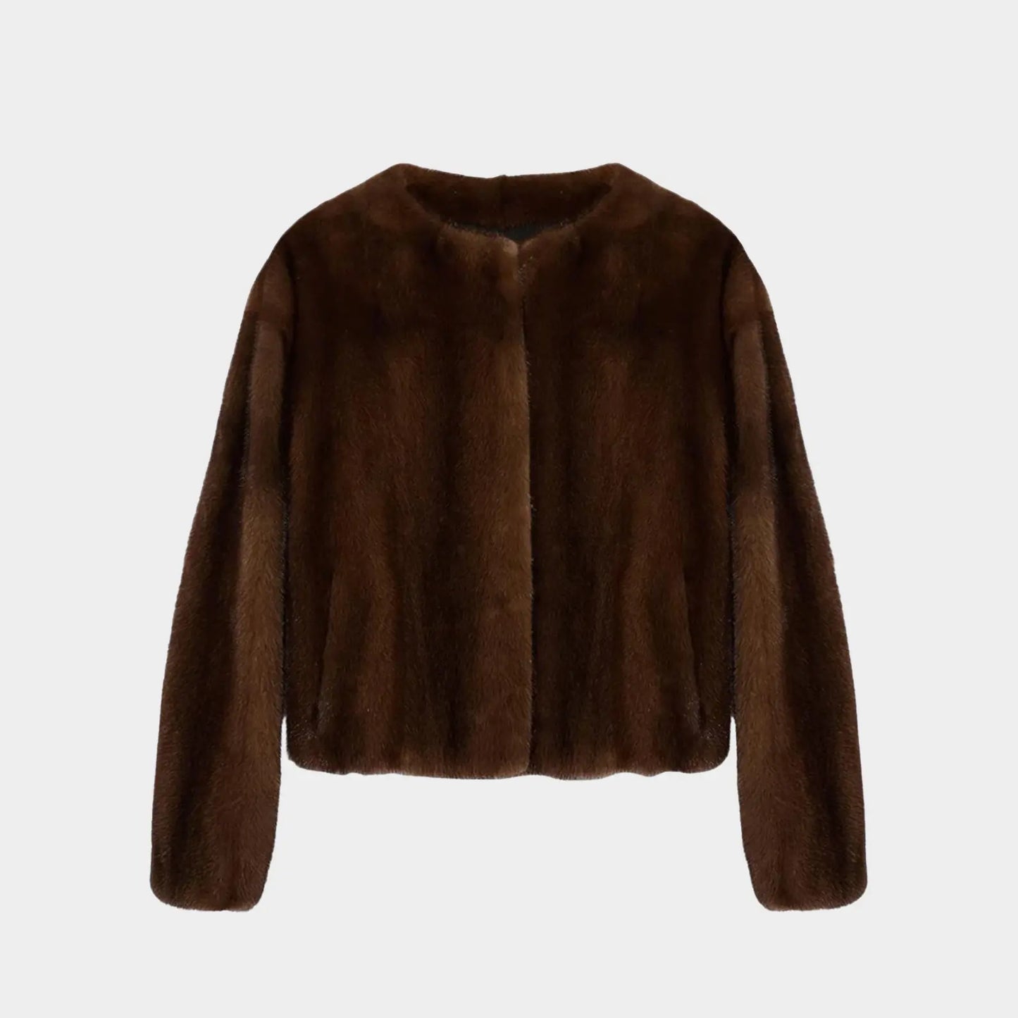 Brown fur jacket on a white background