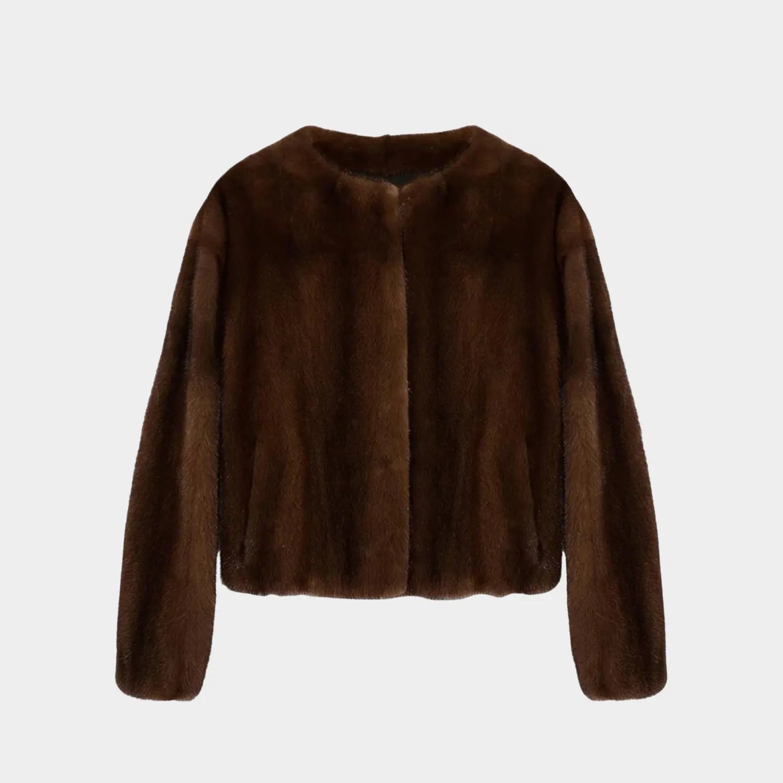 Brown fur jacket on a white background