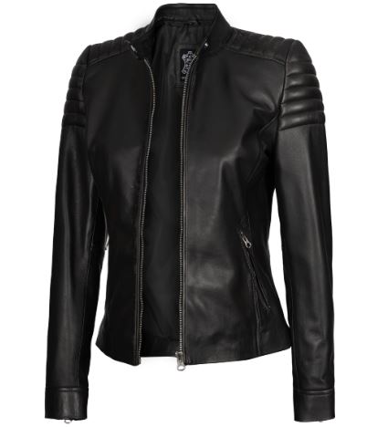 Carrie Black Leather Jacket for Women