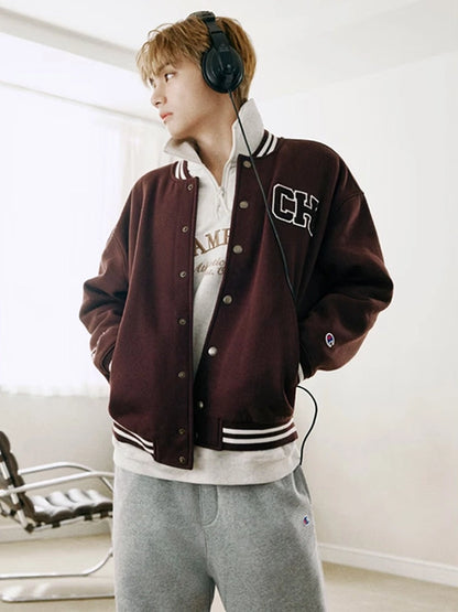 2026 BTS TAEHYUNG x Champion Brown Varsity Jacket