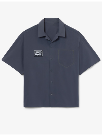 2026 Lacoste x Alpine Poplin Button Up Shirt Dark Grey