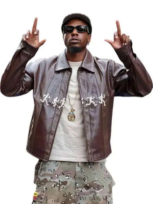 2026 NYFW Joey Bada Brown Leather Jacket