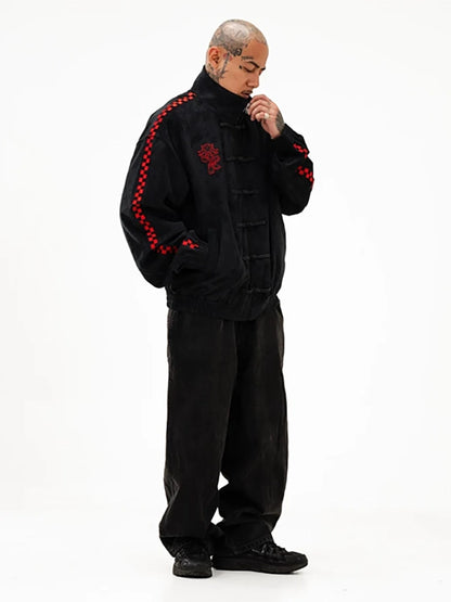 2026 Neptun x Sonic Black Suede Jacket for Men Women