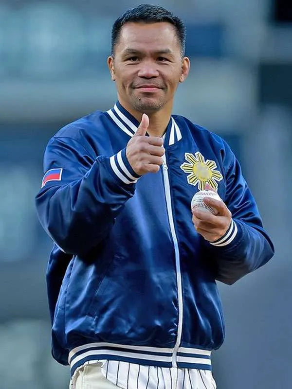 2026 Yankees Manny Pacquiao Blue Varsity Jacket