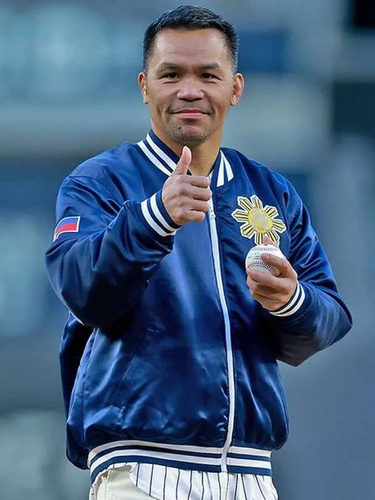 2026 Yankees Manny Pacquiao Blue Varsity Jacket
