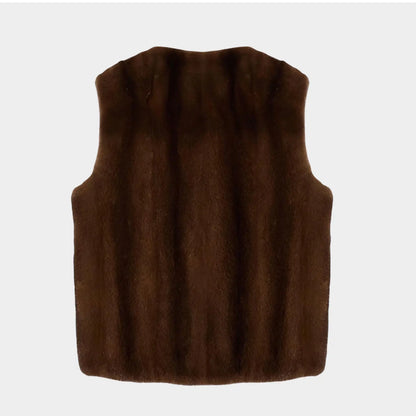 Brown vest on a light gray background