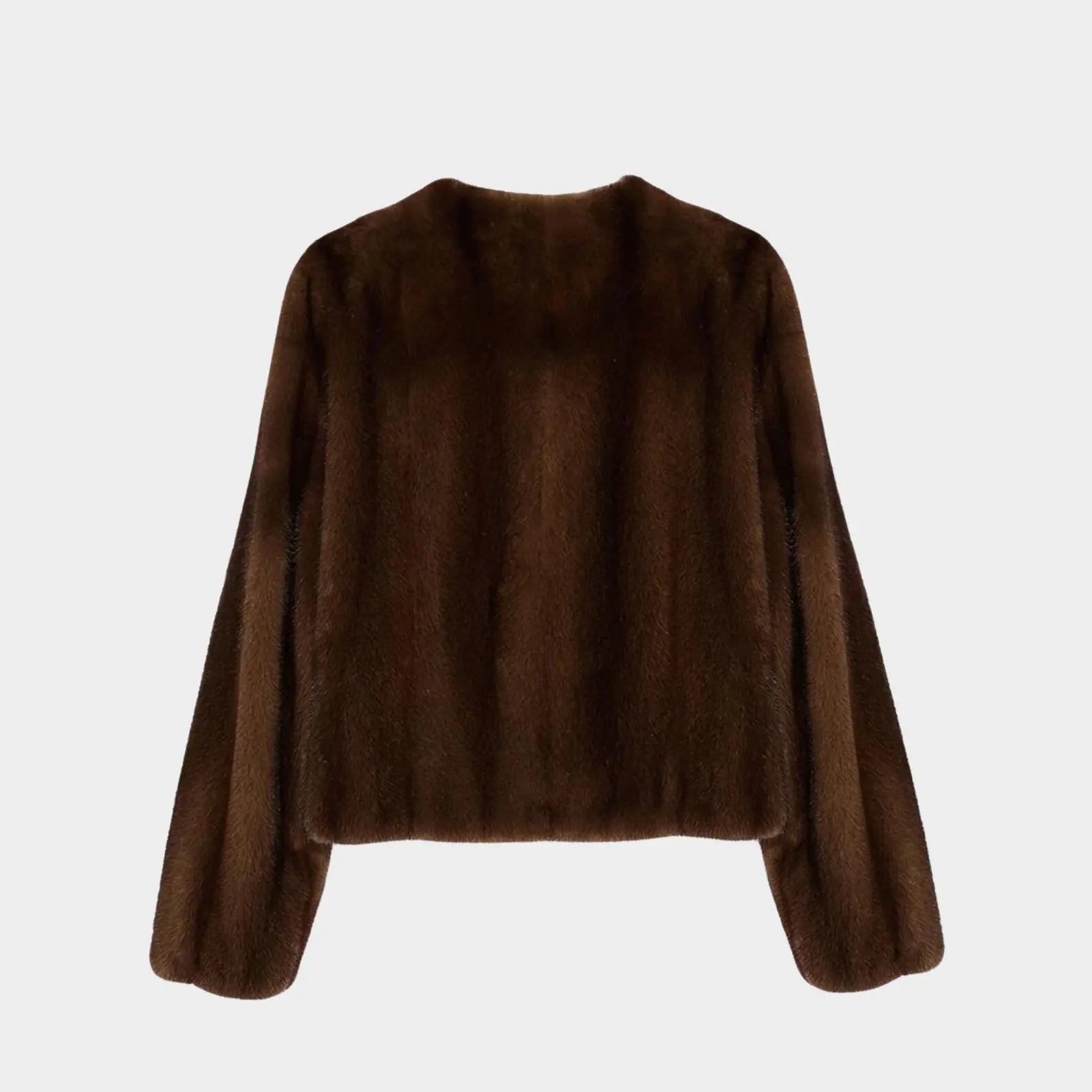 Brown fur jacket on a white background
