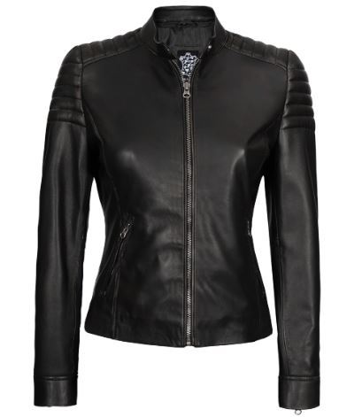 Carrie Black Leather Jacket for Women