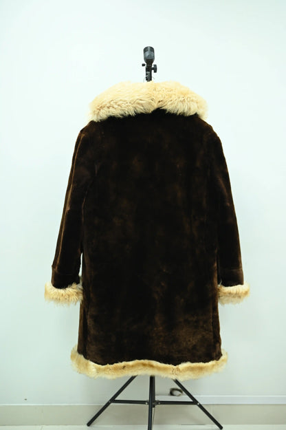VIN DIESEL Real Sheared Beaver Fur Coat Alpaca sheep natural Fur Shawl Collar xxx movie complete sheep fur lining