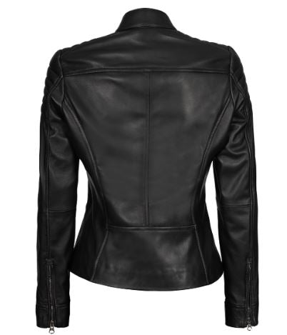 Carrie Black Leather Jacket for Women