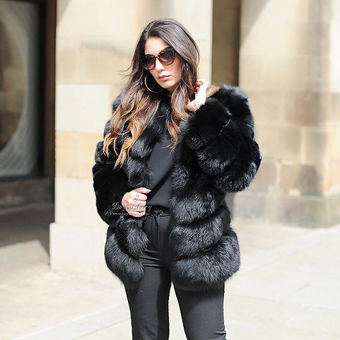 Fox Fur Coat in Black