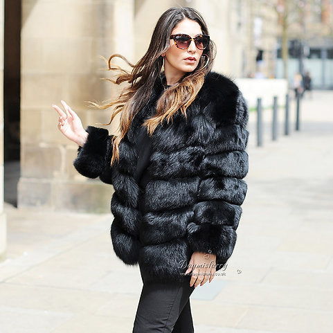 Fox Fur Coat in Black