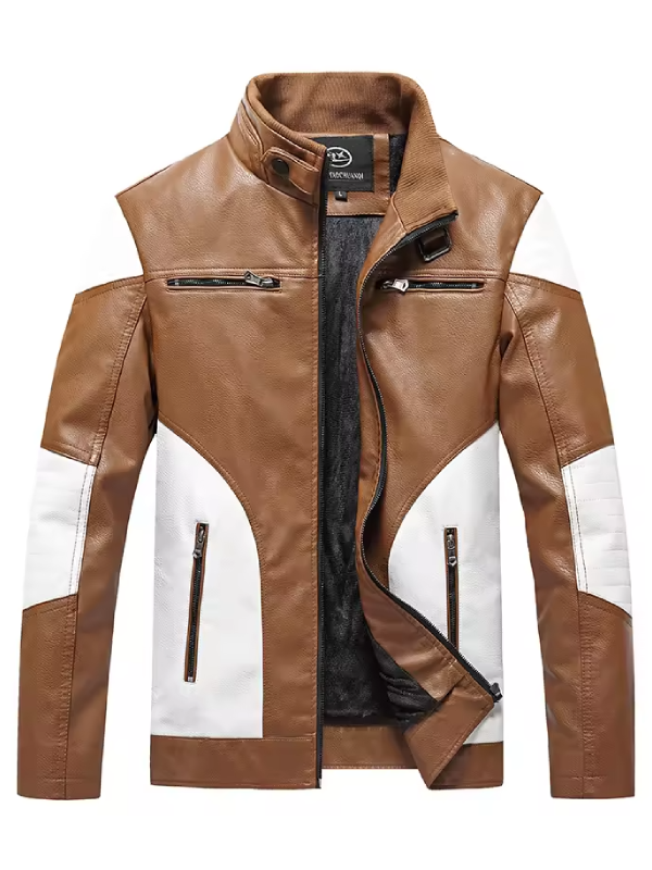 ANSZKTN Trend Plus Men’s Faux Leather Biker Jacket